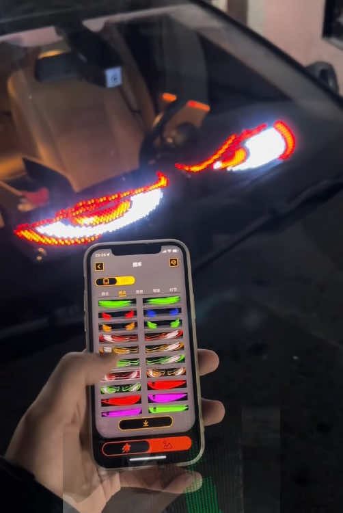 Led eyes lights for car  Transform your night ride with this cool mod!  #carledlightsdisplay#ledeyes #ledpanel #caraccessories #carledlights #tiktokmademebuyit #eyeslightforcar #carupgrade #nightdrive #cartok