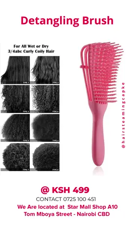 Curly, coily, straight, or wavy — this brush gets through it all  No pain, no pulling. Just smooth, happy hair #AllHairTypes #DetanglingBrush #NaturalHairTips  Detangling Brush Ksh 500