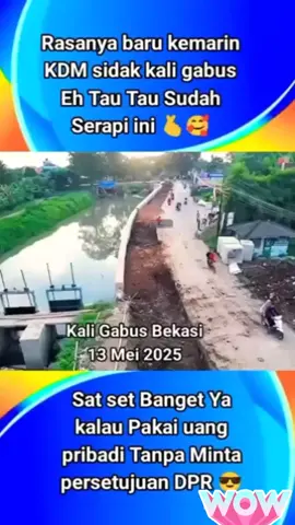 Update Normalisasi Kali, Gubernur KDM : 9 Sheet Pile Sudah Tertanam di Kali Gabus, Bekasi, Jawa Barat. Kamis, 17 April 2025 | 20:13 Wib Proyek normalisasi Kali Gabus di Tambun Utara. TIMENEWS.CO.ID - Proses update normalisasi kali di kawasan Kali Gabus, Tambun Utara, Bekasi, terus mengalami perkembangan positif. Hingga saat ini, sembilan unit sheet pile berhasil ditanam sebagai bagian dari upaya penataan dan penguatan bantaran sungai. Pekerjaan ini merupakan bagian dari komitmen Pemerintah Provinsi Jawa Barat di bawah kepemimpinan Kang Dedi Mulyadi (KDM). Baca Juga:Carlo Acutis, dari Jagoan Komputer Jadi Calon Santo yang Bikin Penasaran Dunia Gubernur KDM kembali terlihat aktif memantau langsung proses pengerjaan di lapangan. Kehadirannya bukan sekadar simbolis, melainkan bentuk keseriusan dalam memastikan proyek ini berjalan sesuai harapan masyarakat. Dukungan warga pun terus mengalir, mengingat Kali Gabus selama ini sering menjadi sumber genangan saat hujan deras melanda. Baca Juga:Dari Semak Belukar ke Kebun Indah: Pasutri Sleman Yogyakarta Jalani Hidup Swasembada Pangan ala Ghibli Pemasangan 9 sheet pile ini dilakukan menggunakan metode hammer diesel, yang dikenal efektif dalam menanamkan baja ke tanah dengan kuat. Proses ini dimulai dengan pengangkatan sheet pile, lalu dikunci dan diposisikan tepat sebelum dihantam agar menancap kokoh. Semua dilakukan secara bertahap dan hati-hati oleh tim operator yang sudah berpengalaman. #indonesia_maju🇮🇩  #kdm_kangdedimulyadi  #fypviral_tiktok  #fypviral_tiktok 