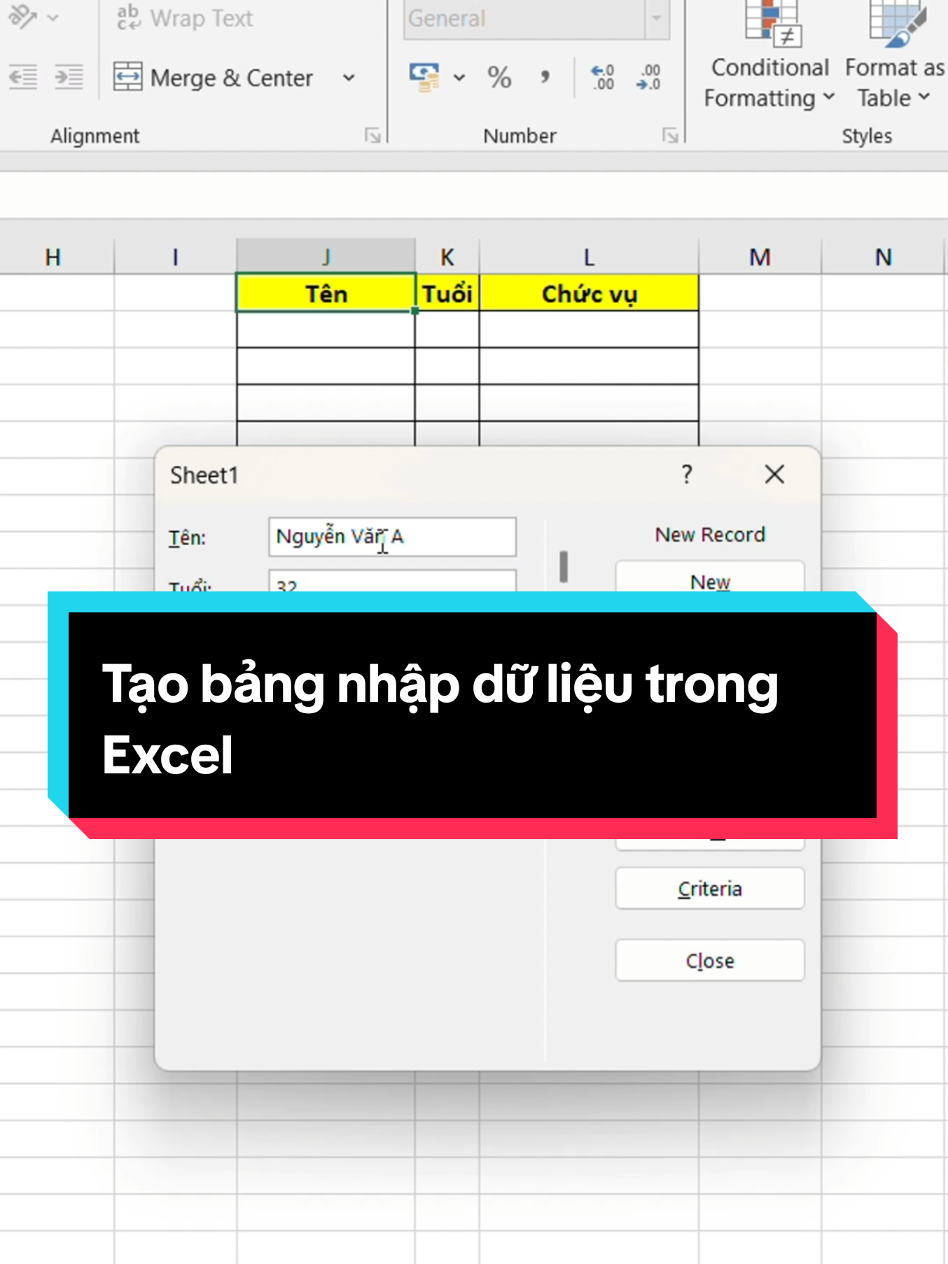 Tạo bảng nhập dữ liệu trong Excel #tinhocvanphongkhongkho #meohaytinhoc #tinhocvanphong #LearnOnTikTok 