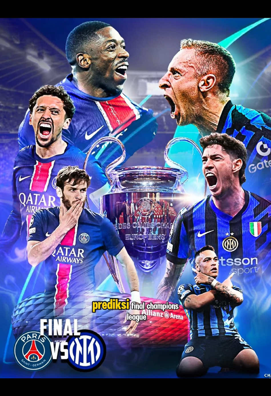 Prediksi Final Champions League PSG Vs Inter siapa yang akan juara? Mimin prediksi PSG menang 1-0, kalo kalian gimana guys? #psg #inter #ucl #uclfinal #sepakbola 