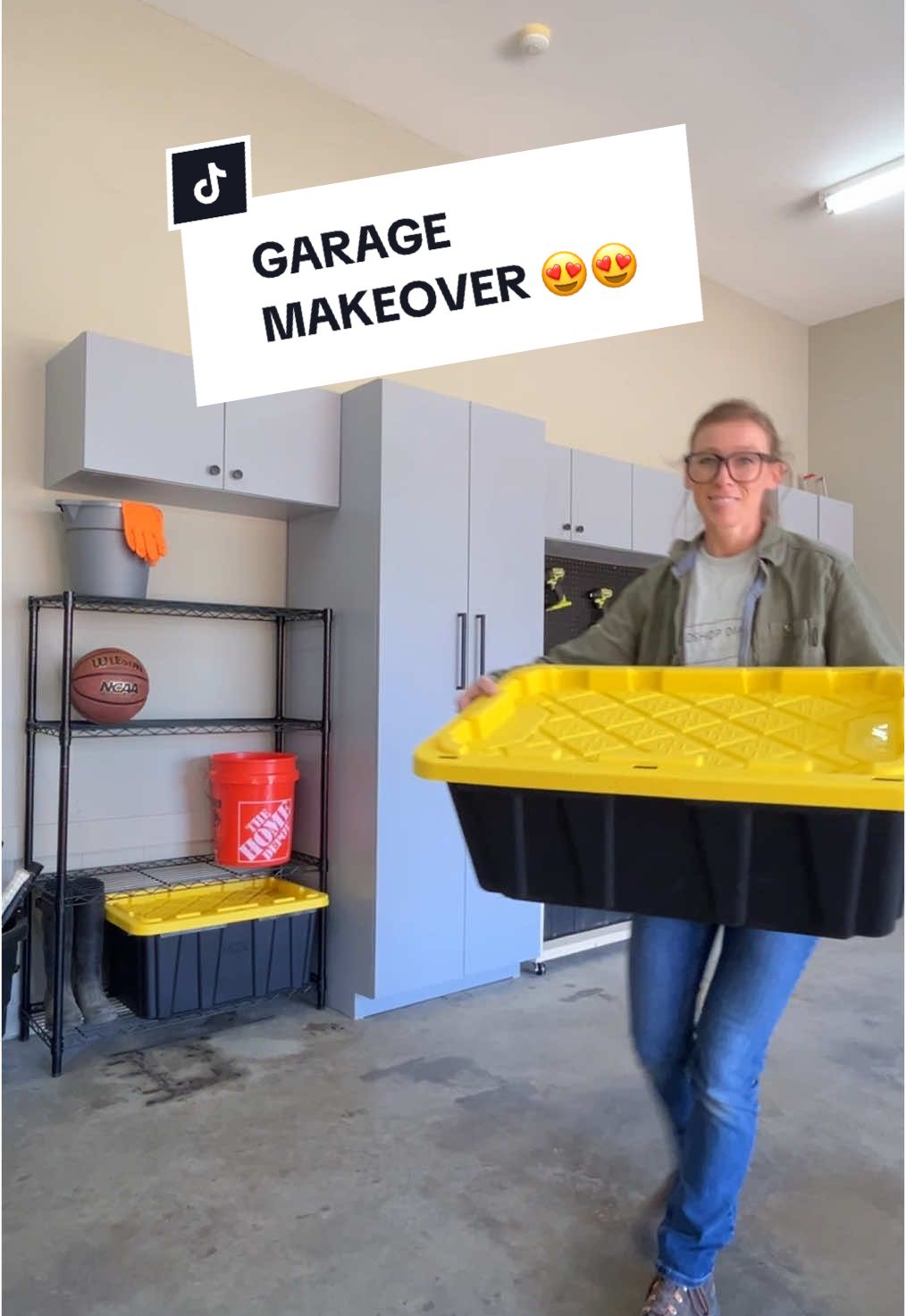 Let’s tackle a much needed garage update! #AD My sister’s garage needed a little TLC and who better to team up with than @The Home Depot and HDX to make it happen? After removing the original shelving, I gave everything a good cleaning, then built a few basic cabinets to fill the space…because let’s be honest, most of the stuff we store in our garages looks better behind doors. But, because it also needs to be practical, for easy access to those quick-grab and most used items, I added a sturdy open shelving unit next to the entry door. Between the essential cleaning supplies, a wide assortment of storage totes, and easy to assemble shelving, The Home Depot’s line of HDX products was the real MVP of this project. So whether you need to clean, store, organize or all of the above, there’s HDX for that and you can find it all for your next project at The Home Depot. #HomeDepotPartner #THDHDX 