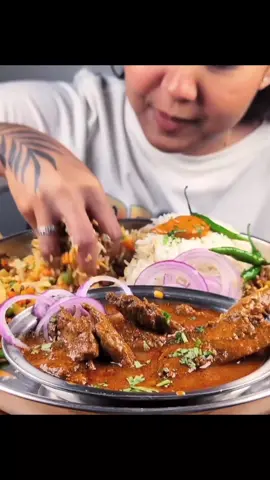 ASMR EATING SPICY CHICKEN THALI (VEGAN) DAL_ CHAWAL_ CHICKEN CURRY_ CHANA FRY_ BHAJI_  MUKBANG #asmrfood #foodasmr #spicyfood #eatingshow #eatingfood #eatingasmr #mukbangshow #asmreatingshow #mukbang #mukbangfoodasmr #mukbangeatingshow 