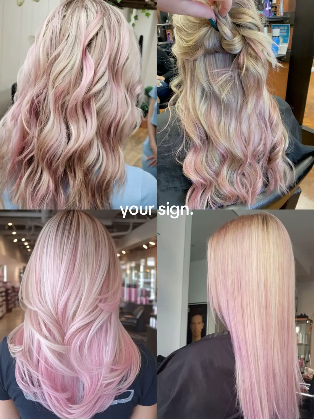 your sign to get coloured highlights!! (blonde edition) #hair #colour #pinkhighlights #blonde #highlights #hairinspo 