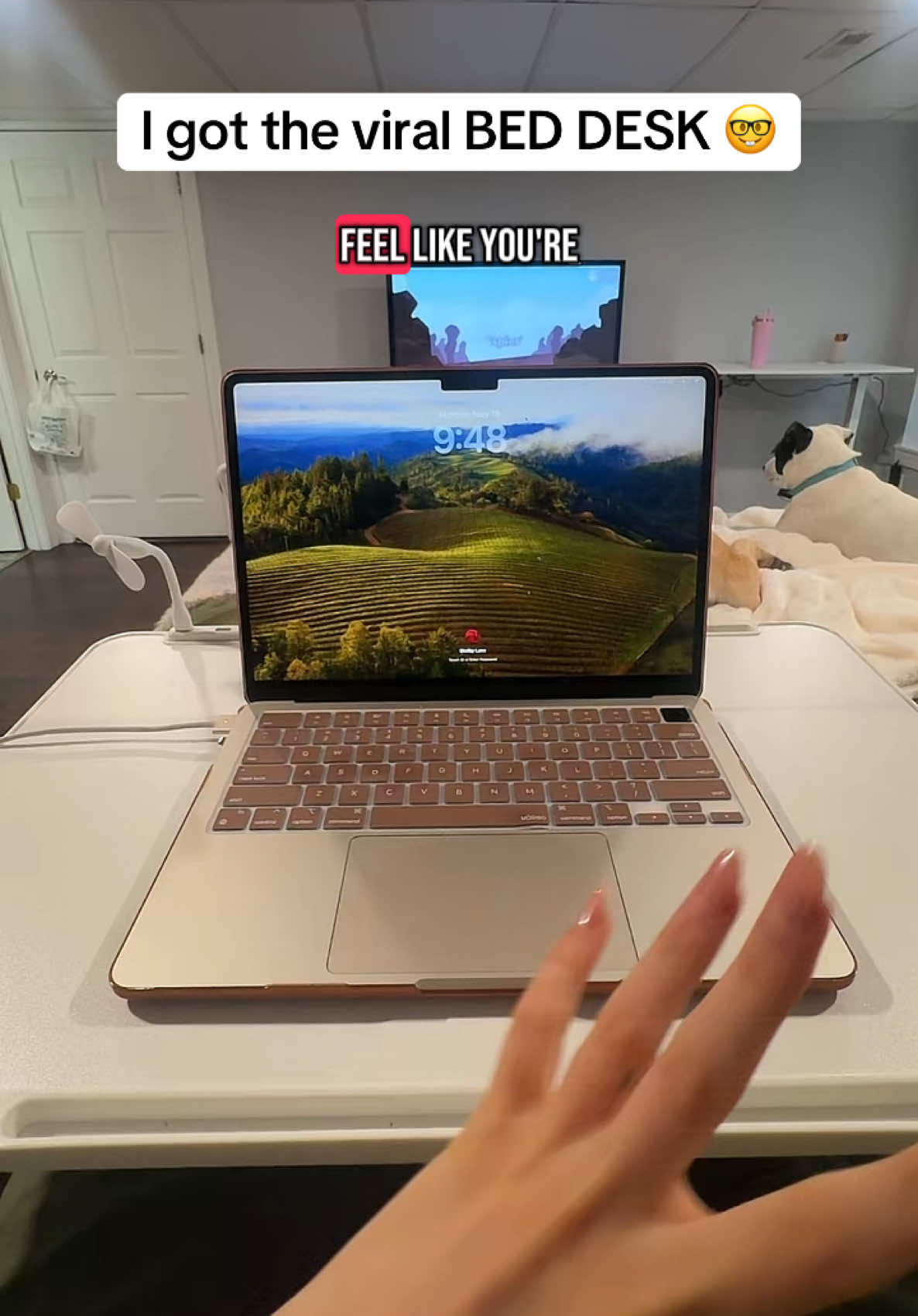 Brb working from bed from now on 😂 #wfh #wfhsetup #hacks 