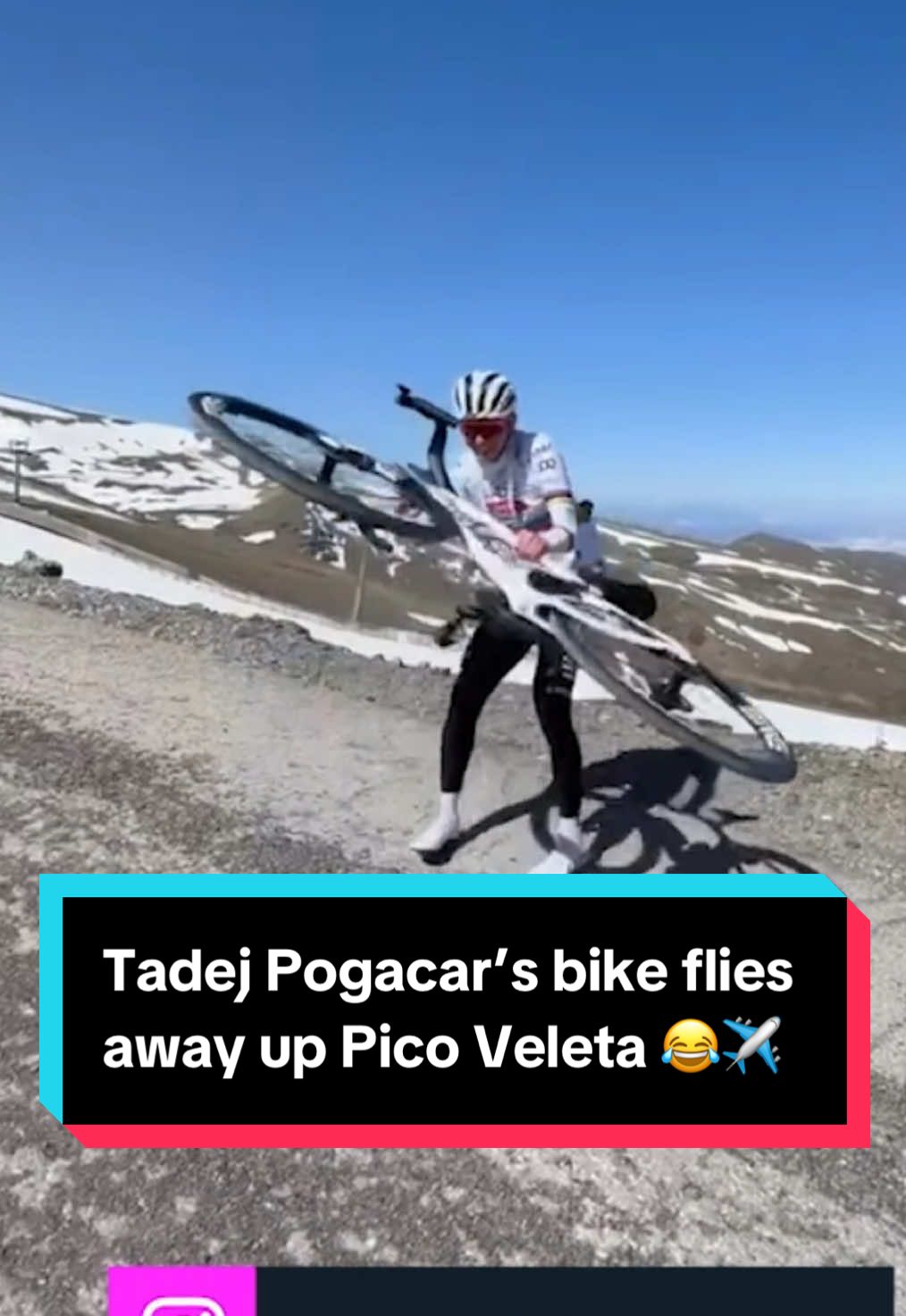 Tadej Pogacar quite literally FLYING up Pico Veleta 🛩️🇪🇸 Vuelta a España training? 👀 #pogacar #windy #flying #lavuelta #fyp 