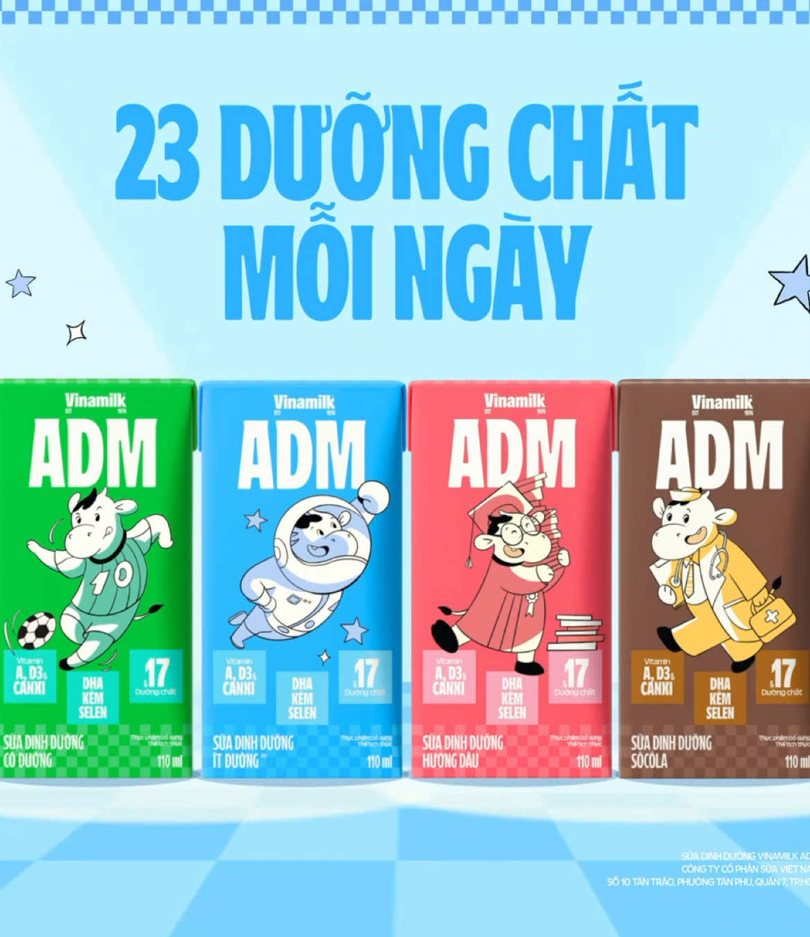 Sữa ADM 23 dưỡng chất - cùng mẹ nuôi dưỡng ước mơ của bé. Nay có áo mới đáng yêu! 💗 Vitamin A hỗ trợ mắt sáng 💗 Vitamin D3, Canxi hỗ trợ dáng cao 💗 Kẽm, Selen hỗ trợ đề kháng #Vinamilk #ADM
