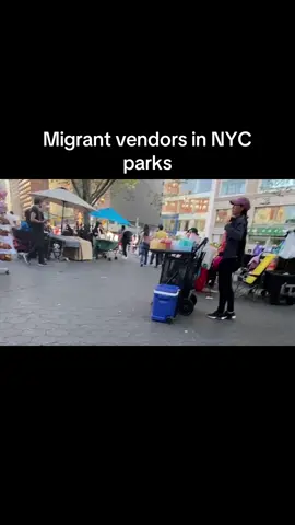 Migrants sell mangoes and candy with their kids in Union Square Park and Washington Square Park in New York City.