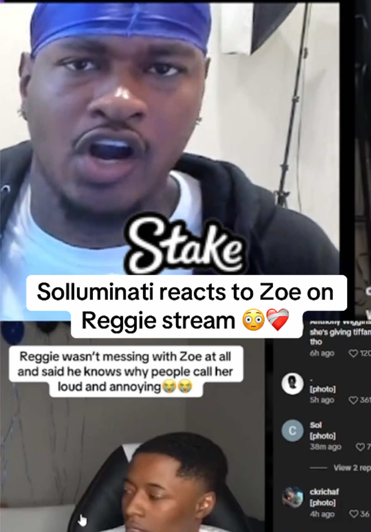 Solluminati reacts to Zoe on Reggie stream 😳❤️‍🩹 #solluminati #zoespencer #reggie #fypシ゚viral #viral #trending #fouryoupage #fyppppppppppppppppppppppp @SoLLUMINATI @Zoe Spencer @Kai Cenat @Lor Reggie🖤 