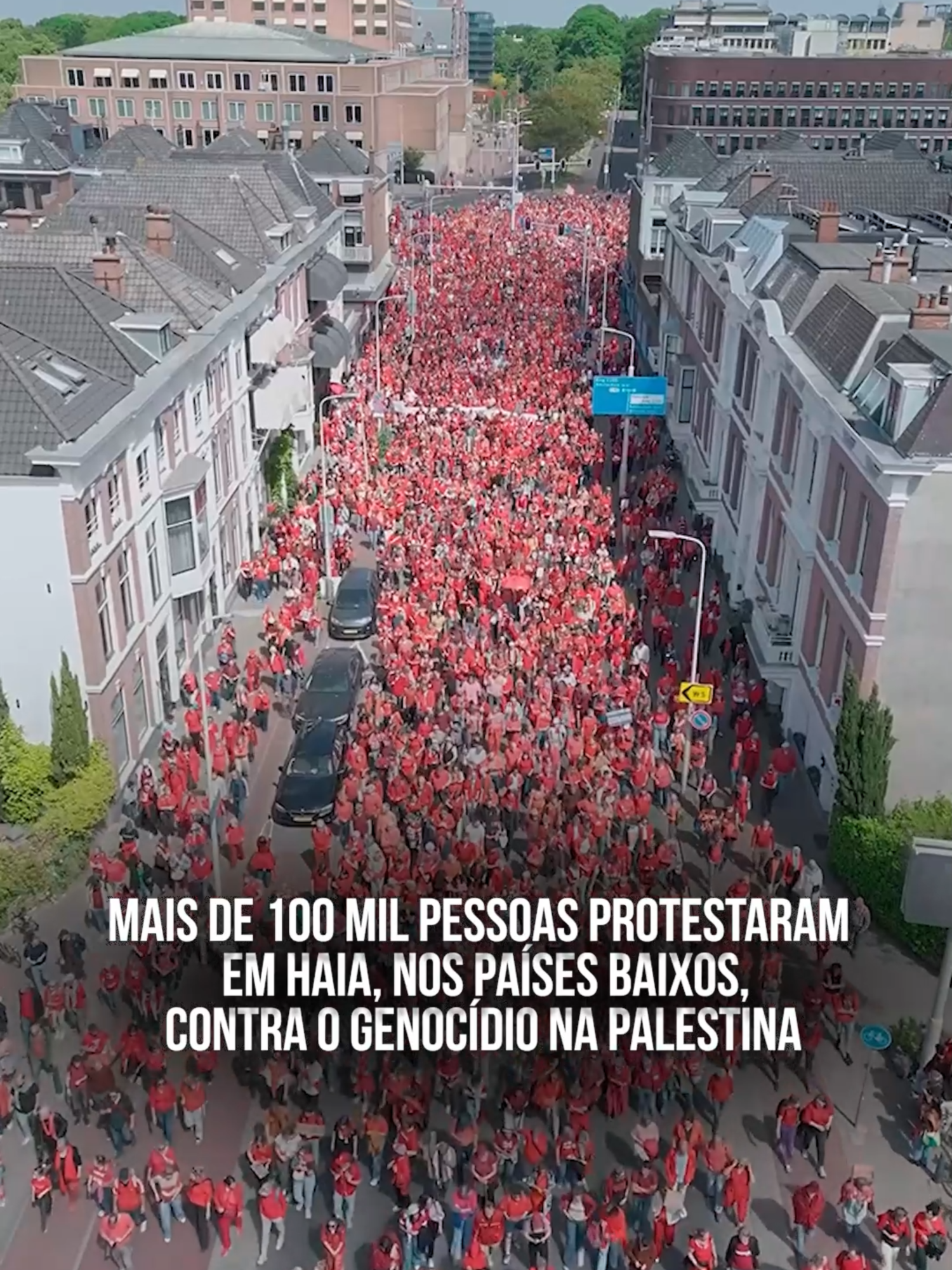 Mais de 100 mil pessoas protestaram em Haia, nos Países Baixos, contra o genocídio de Israel na Palestina 🎥: @officialdronelady  #tiktoknotícias #noticias