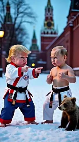 Kung Fu Baby Donald travels to Russia again #fyp #baby #kungfu #funny #kawaii #Love #cute #bromance #ai #aivideo #trump #putin 