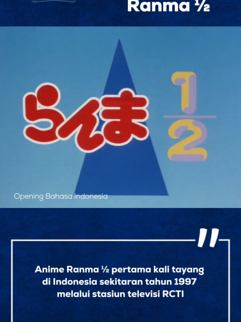 Judul: Ranma ½ Genre: Komedi, aksi, romantis, seni bela diri, fantasi Karya asli: Rumiko Takahashi --- Sinopsis: Ranma Saotome adalah seorang remaja ahli bela diri yang mengalami kutukan aneh saat latihan bersama ayahnya, Genma Saotome, di tempat latihan terkutuk di Tiongkok bernama Jusenkyo. Karena jatuh ke salah satu mata air terkutuk, Ranma kini akan berubah menjadi perempuan setiap kali terkena air dingin, dan hanya bisa kembali ke bentuk laki-laki dengan air panas. Setelah kembali ke Jepang, Ranma tinggal di rumah keluarga Tendo karena dijodohkan dengan salah satu putri mereka, Akane Tendo, sebagai bagian dari rencana kedua orang tua mereka untuk meneruskan dojo seni bela diri milik keluarga Tendo. Akane yang juga ahli bela diri tidak menyukai gagasan dijodohkan, terlebih dengan Ranma yang kasar dan arogan — dan sering berubah menjadi cewek! Namun, seiring berjalannya waktu, keduanya mulai memiliki perasaan satu sama lain, walau tak pernah benar-benar mengakuinya secara langsung. Kehidupan mereka makin rumit dengan kehadiran berbagai karakter unik: mantan pacar Ranma, saingan cinta, musuh dari berbagai aliran bela diri aneh, hingga makhluk-makhluk terkutuk dari Jusenkyo. --- #throwback #tvnostalgia #openingtheme #anime90s #kartun90an #90an #laguopening #ranma #ranmasaotome #ranma12 