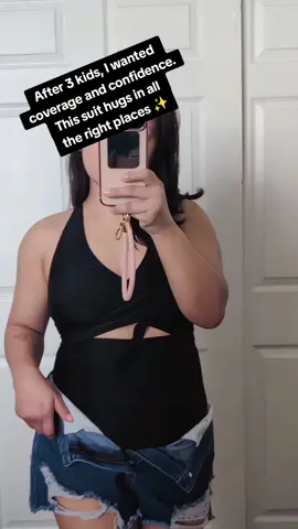Gifted by @BloomingJelly 💌 and I’m honestly in love with the design, the cut-out style, ruched waist make this swimsuit so flattering and slimming. It’s the kind of suit that gives coverage without hiding your shape. As a mom of 3, finding something that makes me feel confident isn’t always easy… but this did exactly that 🖤 Just wish I had ordered a Small instead, the fit runs forgiving! Go get yours now! @BloomingJelly_Official @Blooming Jelly Swim  #Gifted #BloomingJelly #FlatteringSwimwear #BuiltInSkirt #RuchedSwimsuit #MomSwimwear #CutOutSwimsuit #ConfidentInComfort #viraltiktok  #ModestSwimStyle #creatorsearchinsights #Mom 