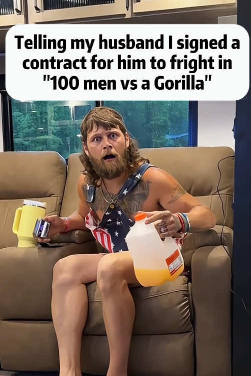 Bf’s reaction when he hears he’s signed up for “100 men vs 1 gorilla “😂😂😂#couples #100menvs1gorrila #trending #funny #comedy #couplescomedy #fyp #viral #prank 