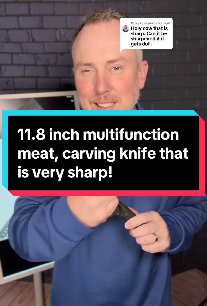 Replying to @Jason Jason, you’re right — this 11.8” multifunction meat carving knife is razor sharp! In this video, I show just how cleanly it slices through paper and explain what makes it special. The blade is made from XCR50MOV15, also known as 1.4116 German steel — a high-carbon stainless steel known for excellent edge retention and durability. It stays sharp for a long time, but if it ever dulls, it’s easy to resharpen like any quality kitchen knife. I’ve also dropped a 20% discount link below if you want to try it out for yourself! #CarvingKnife #GermanSteelBlade #KitchenEssentials #SharpKnifeTest #ChefApproved #syokamimeatcleaver 