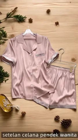 Baju tidur lengan pendek piyama setelan satin  #piyama #bajutidur #stelansatinpendek #fyp 