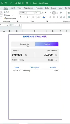 Expense Tracker #excel  #excelpro  #advancedexcel  #exceldashboard  #exceltutorial  #myanmarexcelguide 