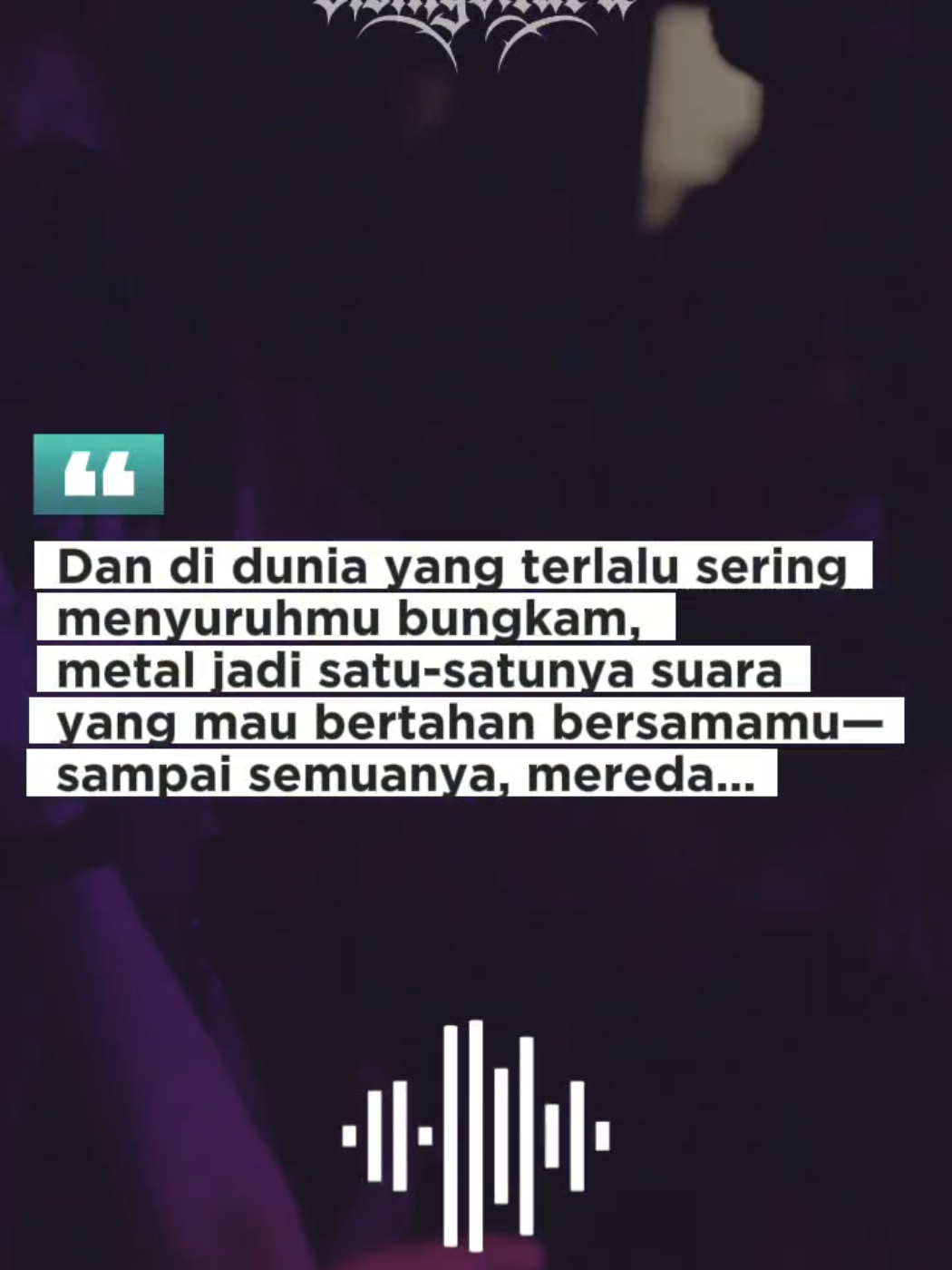 “Bukan sok bijak, bukan kasih nasihat. Metal cuma duduk menemani, dan jadi sandaran pas lagi hancur.” #capcut #sadmetal #mentalillness #metalcore #metalhead #metal #fyp #fypindonesia 