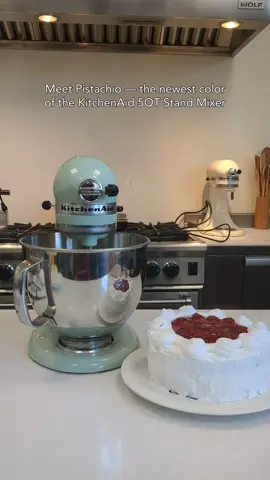 Pistachio perfection meets strawberry shortcake 🍓💚 The new 5qt KitchenAid Stand Mixer in Pistachio brings a soft pop of color—and all the power behind every dreamy dessert.
