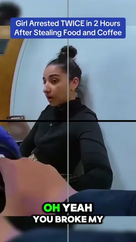 Girl Arrested TWICE in 2 Hours After Stealing Food and Coffee #cops #copsoftiktok 