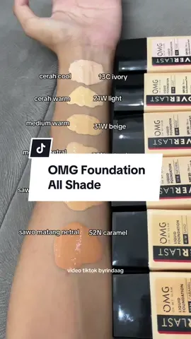 Swatch OMG Foundation semua shade #omg #omgcoverlastliquidfoundation #omgfoundation 