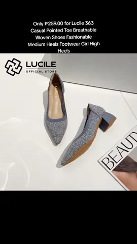 Only ₱259.00 for Lucile 363 Casual Pointed Toe Breathable Woven Shoes Fashionable Medium Heels Footwear Girl High Heels