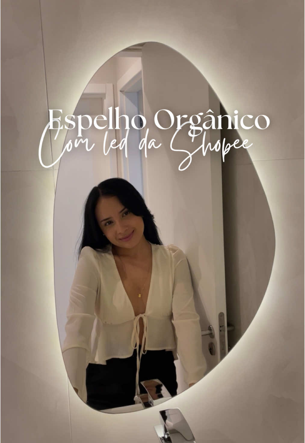 Link salvo na bio, ou comenta “eu quero” que te envio 🧡 #espelho #espelhoorganico #espelhosdecorativos #espelhocomled 