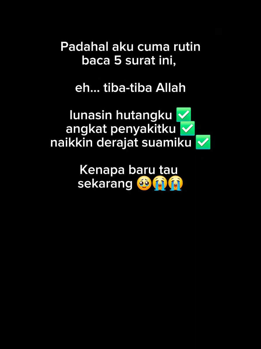Membalas @fitriadwisaraswat Gak nyangka banget sama pertolongan Allah hanya karena aku rutin membaca surat istimewa ini! 🙏😇  #Allah #Rahmat #alwaqiah  #Hidayah #suratistimewa #kumpulansurat #bukusurat 