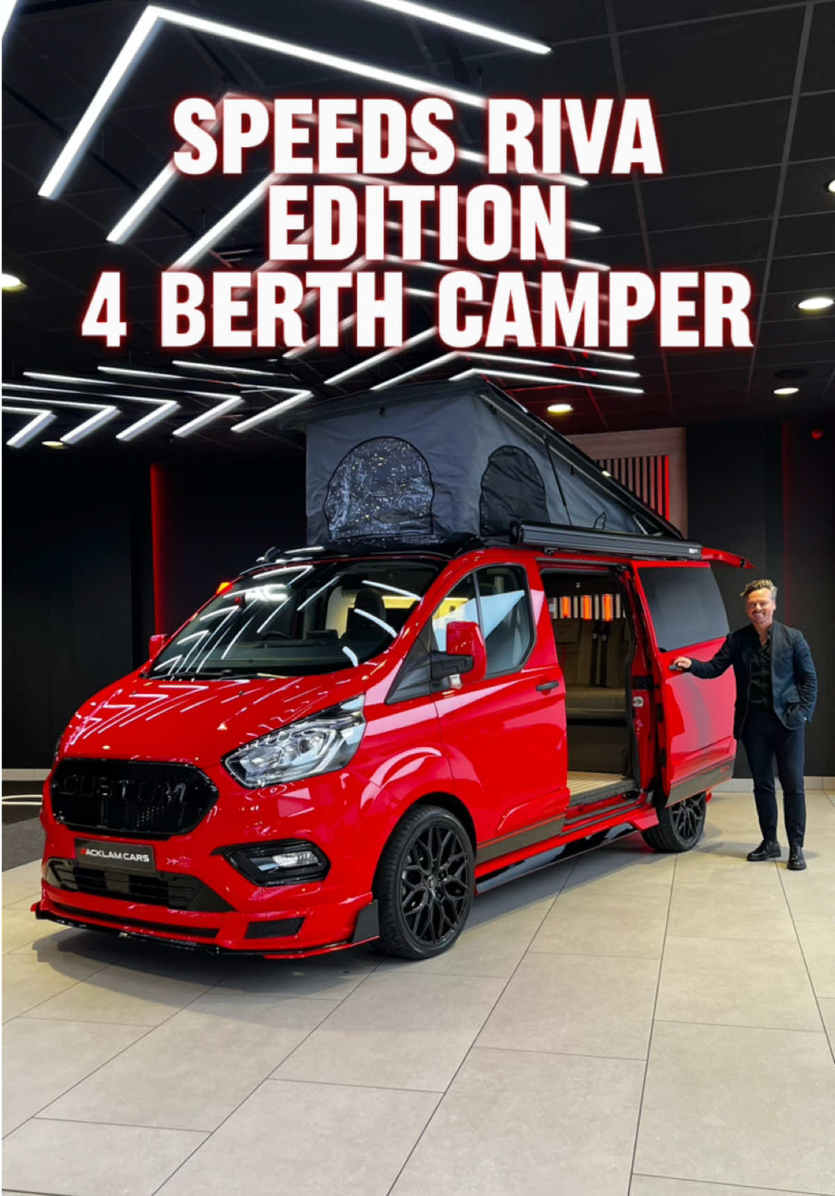 Speeds Riva Edition 4 Berth 4 Belt Camper Live Priced at £57,990 - Buy & Reserve Online - Contact Richard on 07919161818 or Business WhatsApp us on 07724101010 📲 Finished in Race Red Exterior paired with Red Pista Accents, Bespoke Gloss Black Bodykit, 20