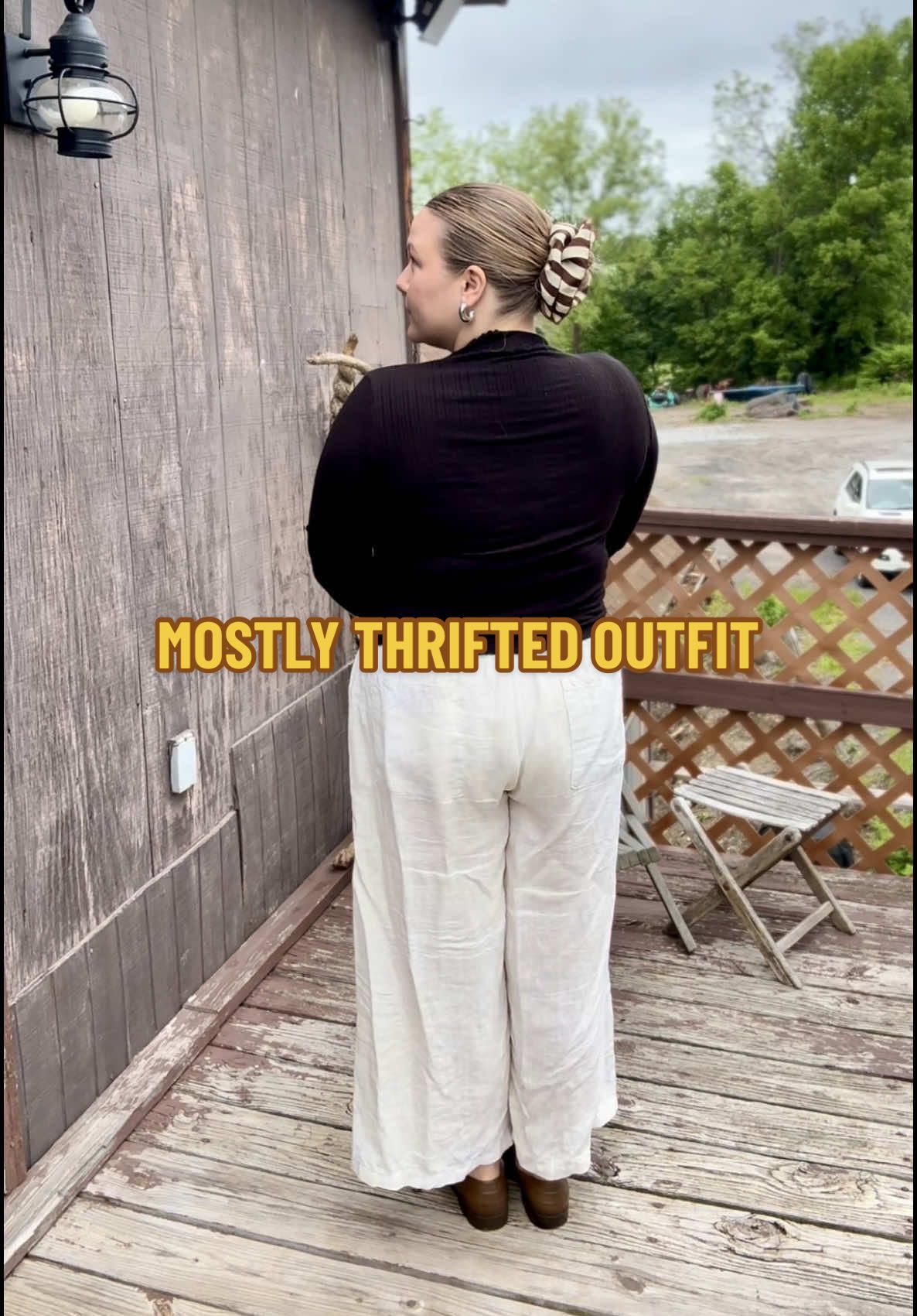 Guys I’m nerrrvoussss hahaha #wiw #wiwt #thriftedoutfit #thriftedstyle #plussizeoutfit #midsizeoutfits #fitspo #outfitideas #bigscrunchie 