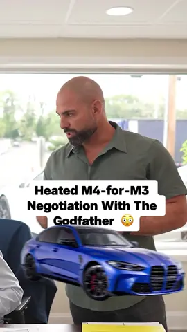 This is the most heated M4 for M3 negotiation ever. Dude sounds like the Godfather, though. #cardealership #carnegotiation #cartrade #carvalue #carpricing #fy #fyp 