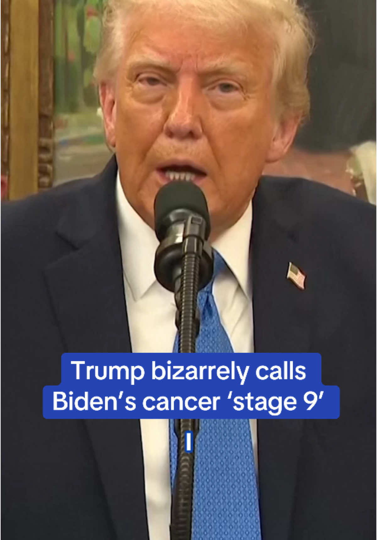 Speaking to the press, Trump questioned why the public wasn’t ’notified a long time ago’ about Biden’s cancer, which he referred to as ‘stage 9.’  🎥 Reuters  #trump #biden #cancer #politics 