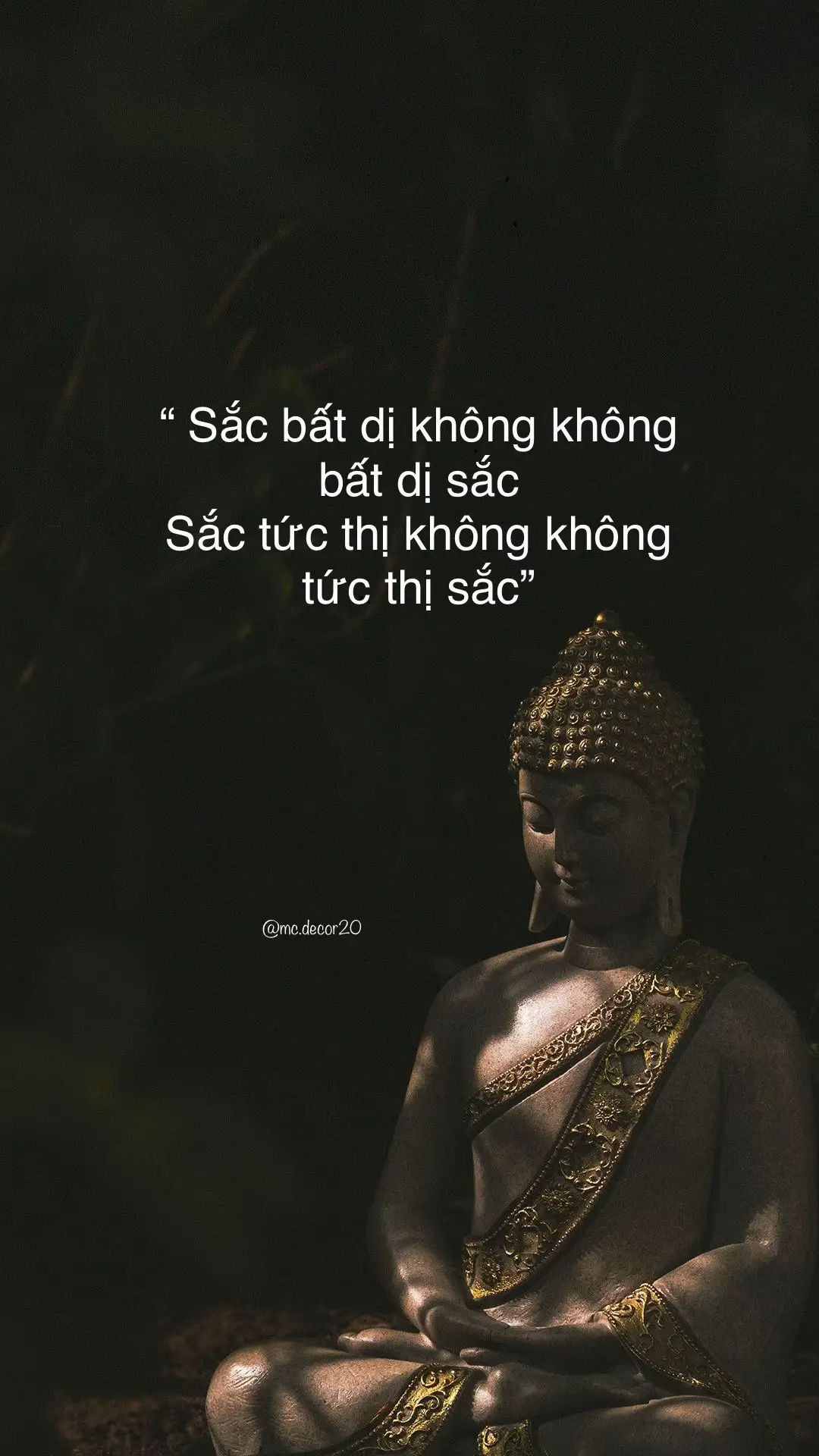 Nghĩa là: Sắc chẳng khác Không, Không chẳng khác Sắc, Sắc tức là Không, Không tức là Sắc. Theo quan niệm về nhân sinh của Phật giáo, muôn vật do sự biến đổi mà sinh ra, vốn không có thật. Thân thể của chúng ta hay của vạn vật là Sắc, chỉ có tạm trong một thời gian sống, sau đó chết đi, xác thân rã tan biến trở lại thành Không. Rồi từ chỗ Không lại biến hóa thành hình tướng tức là Sắc. Ai nhận biết được chơn lý Sắc Không nầy thì không còn chấp cái Sắc tướng, tức là chấp cái xác thân nơi cõi trần nầy, thì người đó dứt được phiền não. Các vật sống trên cõi trần không bền bỉ, thấy có đó (Sắc) rồi lại mất đó (Không). Sự có không ấy rất dễ dàng và mau lẹ như bọt nước trôi sông, như sương đeo ngọn cỏ. Hơn nữa, cõi trần thuộc Dục giới, con người ham muốn tham lam, ưa vật nầy thích vật nọ và muốn gom về mình càng nhiều càng tốt. Cái túi tham không đáy chứa mãi chẳng đầy. Lòng tham dục khiến con người đắm đuối mãi trong Tứ Đổ tường: Tửu, Sắc, Tài, Khí, sa mê vào bả lợi danh, cứ quanh quẩn trong trường mộng ảo, không xét kỹ cuộc đời nầy là giả tạm. Các vật sắp bày trên mặt đất đều phải bị hư hoại, mà cứ tham lam bo bo giữ lấy, bỏ chỗ thật mà đi tìm cái giả. Cả cái xác thân nầy cũng là giả tạm, khi xác thân hư hoại thì linh hồn sẽ rời bỏ xác thân để trở về chỗ Hư Không. Chúng ta cũng nên nhớ rằng, cái Hư Không đó không phải là hoàn toàn trống rổng, không có gì, mà cái Hư Không ấy là một khối sinh động mãnh liệt vô biên, bao gồm đủ mọi cảnh giới, mọi trạng thái, đủ các pháp, mà từ đó sinh ra tất cả. Không sinh ra Sắc, rồi Sắc trở lại thành Không. Vạn vật cứ thế biến đổi một cách tuần hoàn trong vòng sinh tử luân hồi... 🙏🏻🪷 #phatphapnhiemmau #phatphap #phatgiao #trending 