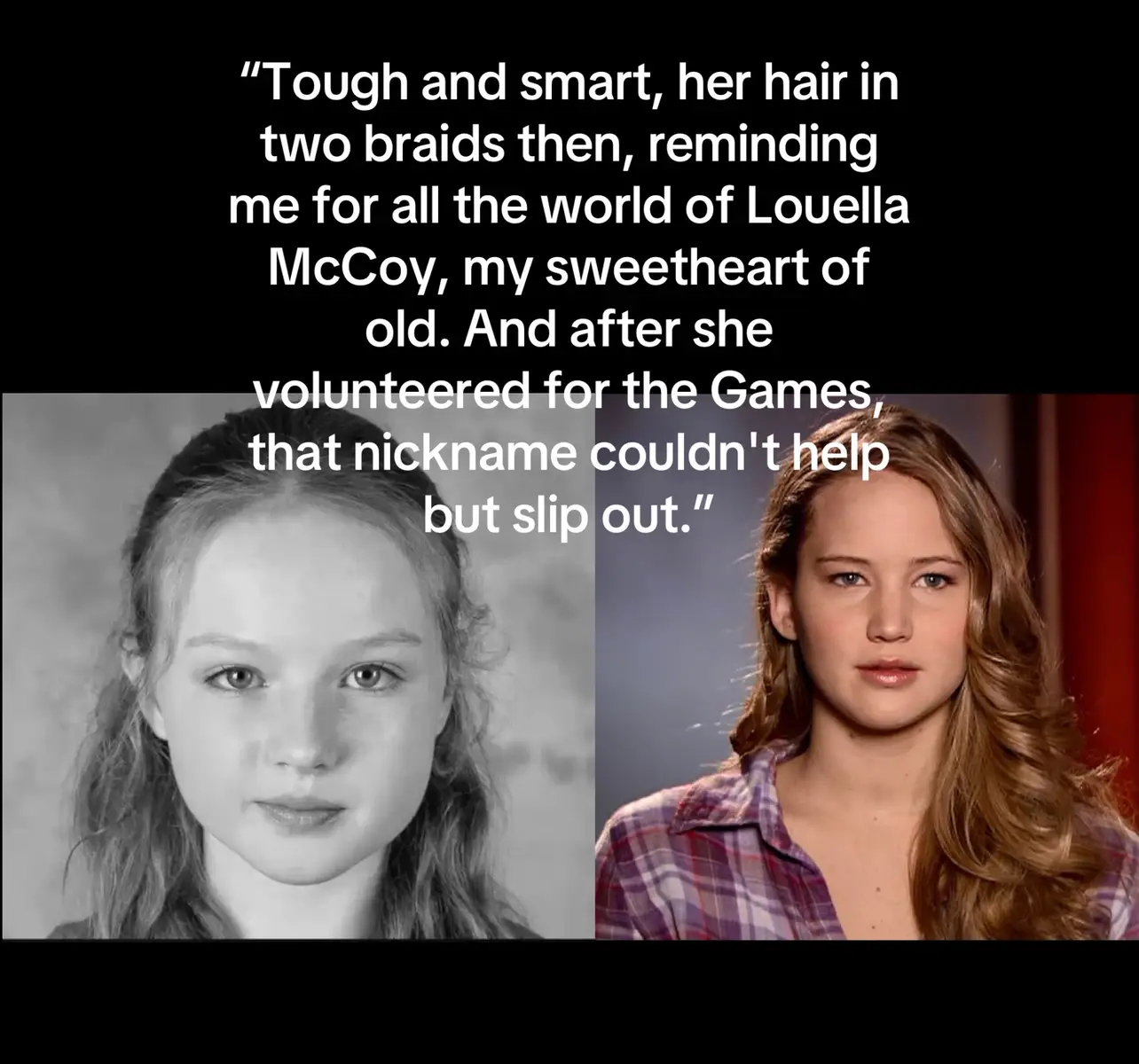 They look so much alike 😭 perfect casting #sunriseonthereaping #louellamcoy #katnisseverdeen #thehungergames #fyp #foryou 