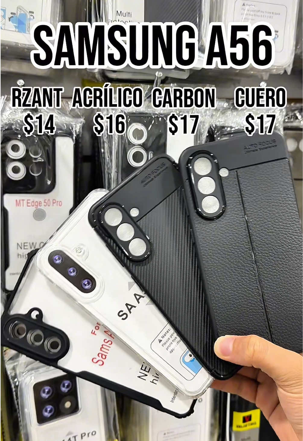 SAMSUNG A56 🖤 Disponibles RZANT, ACRÍLICO ANTIGOLPES, AUTOFOCUS CARBÓN, AUTOFOCUS CUERO.  La mejor calidad de protección para tu dispositivo 💥🔨 Escríbenos para comprar el tuyo +584147510911 📲 #forros #fundas #cases #accesorios #celulares #carcasas #samsung #a56 #antigolpes #proteccion #vidriotemplado #hidrogel 