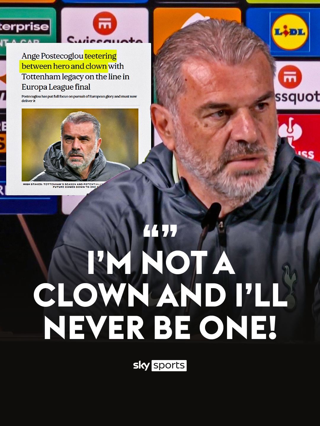 Ange Postecolgou responds to a journalist and references a headline suggesting he is 