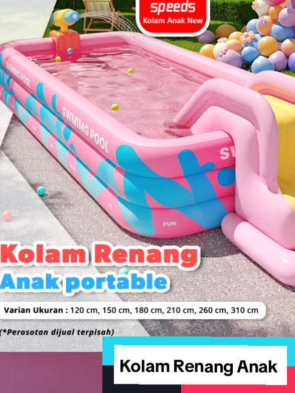 SPEEDS kolam Renang Anak Tiup Portable Keren 💪 Bahan PVC Kuat dan Tahan Lama: Material: PVC tebal berkualitas tinggi (0.25 mm), dirancang khusus untuk daya tahan maksimal. Ketahanan: Tidak mudah sobek 🎨 Desain Menarik: Varian bermotif: Tersedia motif menarik seperti hewan dengan pemandangan tropis yang menarik. Varian Warna Polos: Pilihan warna biru cerah yang menyegarkan dan meningkatkan suasana bermain. 🛠️ Mudah Dipasang dan Dilepas: Pompa: Pada varian anda bisa memilih untuk membeli kolam saja atau dilengkapi dengan pompa tangan, kaki atau elektrik yang memudahkan proses inflasi. Nozzle Udara: Sistem katup udara terpisah yang mencegah kebocoran saat digunakan dan memudahkan deflasi. 🌟Ukuran beragam: Tersedia berbagai macam ukuran Panjang (120/150/180/210/260/310 cm)