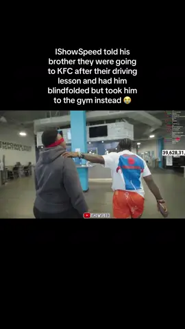 IShowSpeed told his brother they were going to KFC after their driving lesson and had him blindfolded but took him to the gym instead 😭 #ishowspeed #jamal #gym #youtube #youtuber #fyp #foryoupage #fypシ #trending #viral 