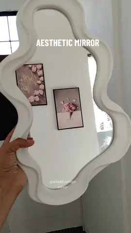 wall mounted cloud mirror, you can also use as desk mirror. #mirror #aesthetic #cloudmirror #minimalist #salamin #deskmirror 