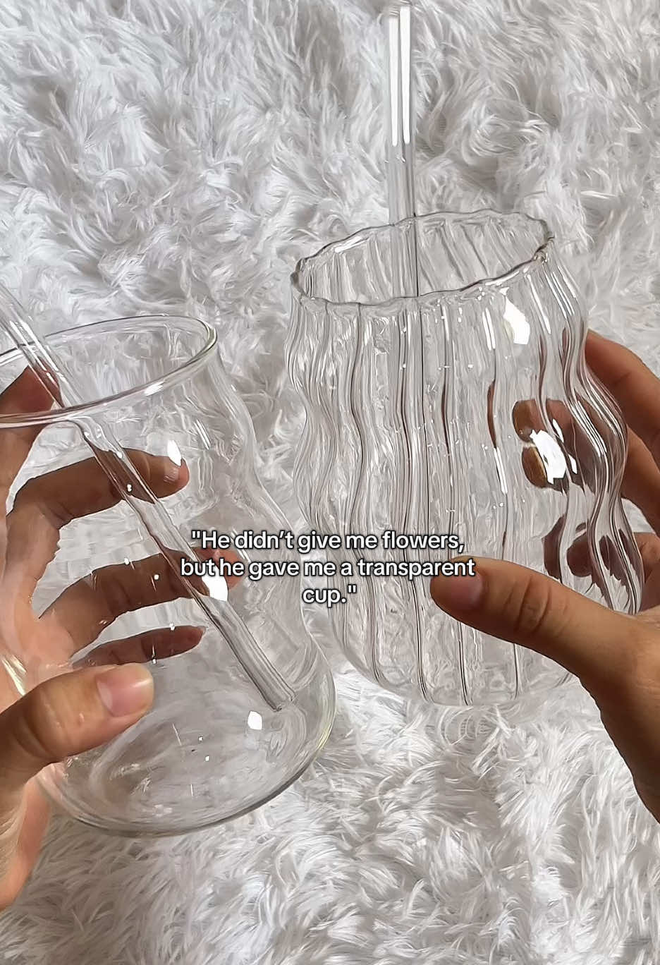 He didn’t give me flowers, but he gave me a transparent cup.💗🥺 #transparentcup #glass #cup #aesthetic 