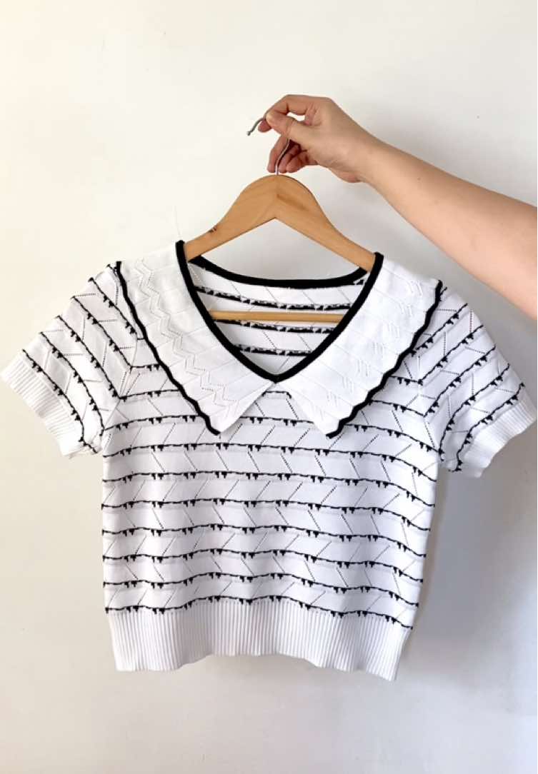 Casual Knitted Top🤍 #knittedtop #easyoutfits #OOTD #knittedblouse 