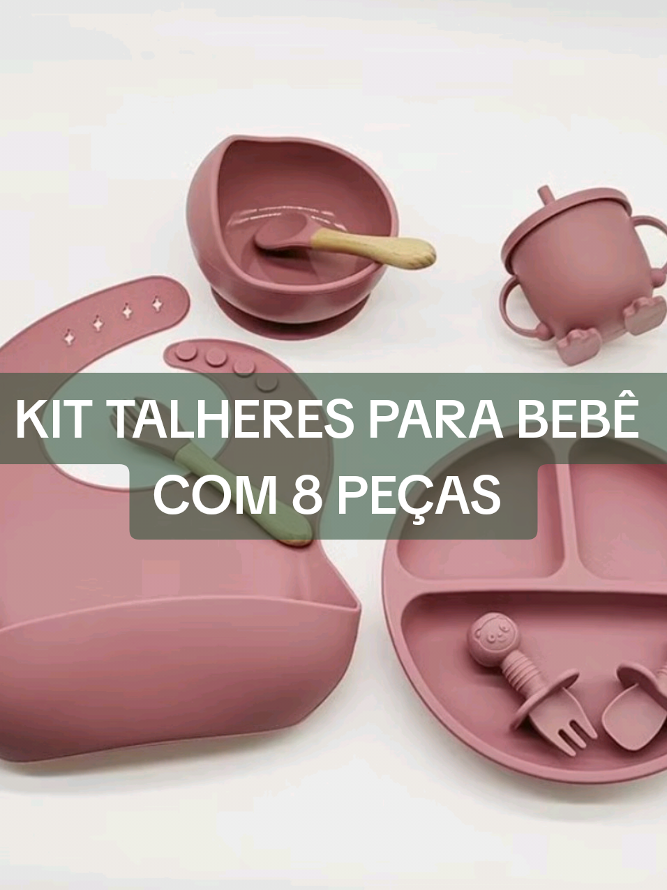 Kit talheres para alimentação de bebê em silicone com 8 peças.  Seu pequeno vai amar😍 Link nos comentários  #bebe #alimentacao #utensilios 