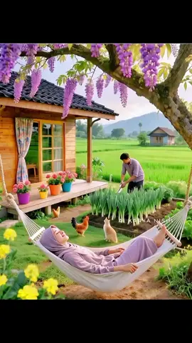 menyenangkan kan hidup tinggal didesa seperti ini..#vidioai #pemandanganindah #aikaryanishi #kehidupandidesa #capcut #berkebun #flower #flowers #hijab #scenery #halusinasi #menghayal #lukisanai #ai #fyp 