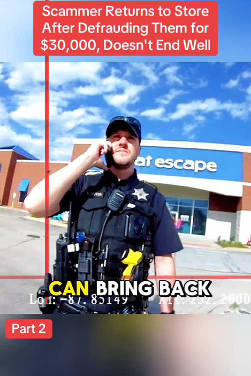 Scammer Returns to Store After Defrauding Them for $30,000, Doesn't End Well #cops #police #fyp #viralvideo #law #crime 