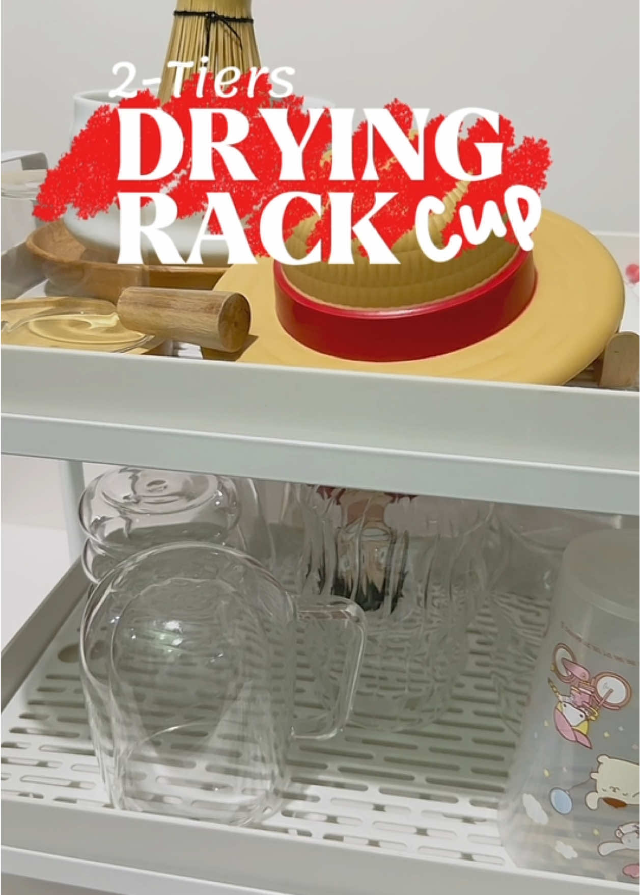 Loving how tidy my glass cup collection looks now! #cupsorganizer #mugorganizer #organizer #spacesaver #2tierrackcup #dryingrack #glasscupholder #kitchenorganizer #glassrackorganizer #cupdrainerrack #cupstoragerack 