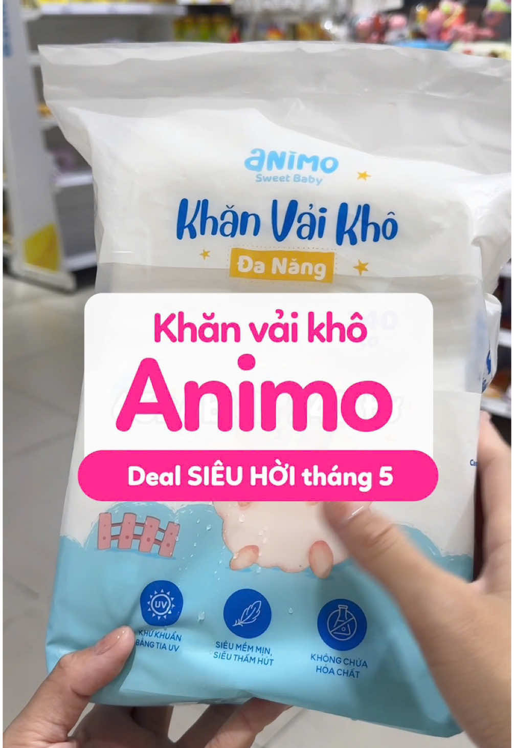 Khăn vải khô Animo siêu tiện dùng vô bao nhiêu việc luôn, các mẹ chốt đơn trên tiktokshop để có giá hời nha #trending #xuhuong #fyp #tramcuuheconcung #concung 