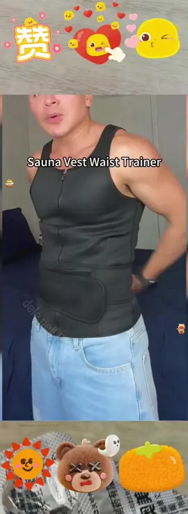 Sauna Vest, Double Belt Sauna Vest Waist Trainer, Men Body Shaping Waist Trainer Gym Fitness Breathable Sweat Abdominal Shaping Tank Top Compression Garment Work Out Exercise