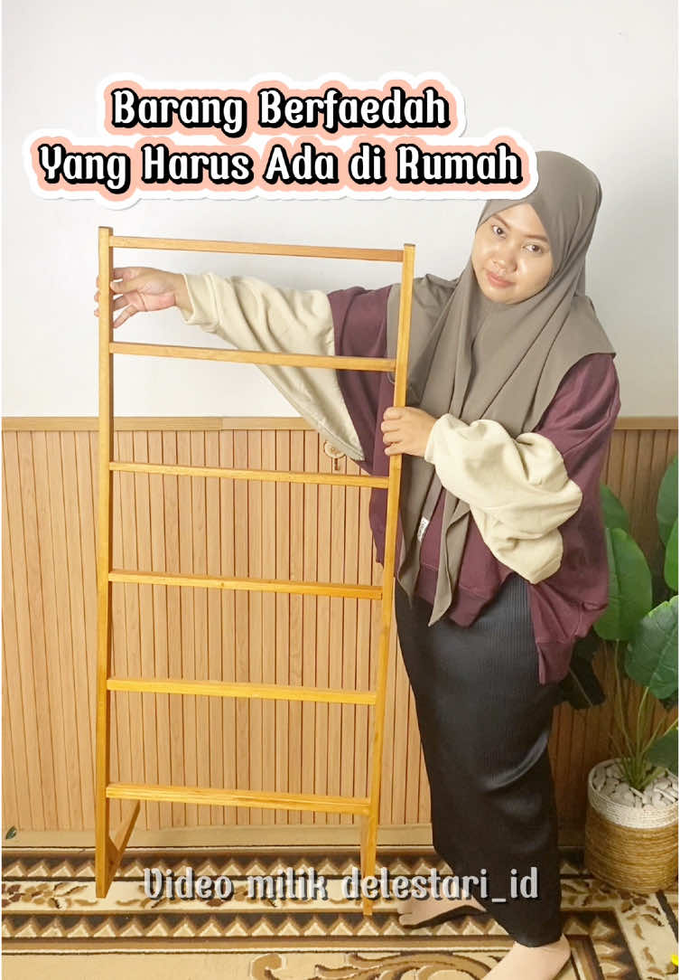 Buat simpan perlatan sholat, hijab, atau bahkan display jualan bisa banget nih. #fyp #ladderhangerkayu #ladderhangerraksajadahrakmukenarakhanduk #ladderhangertangga #ladderhangerserbaguna #raksusuntangga #raksusunserbaguna 