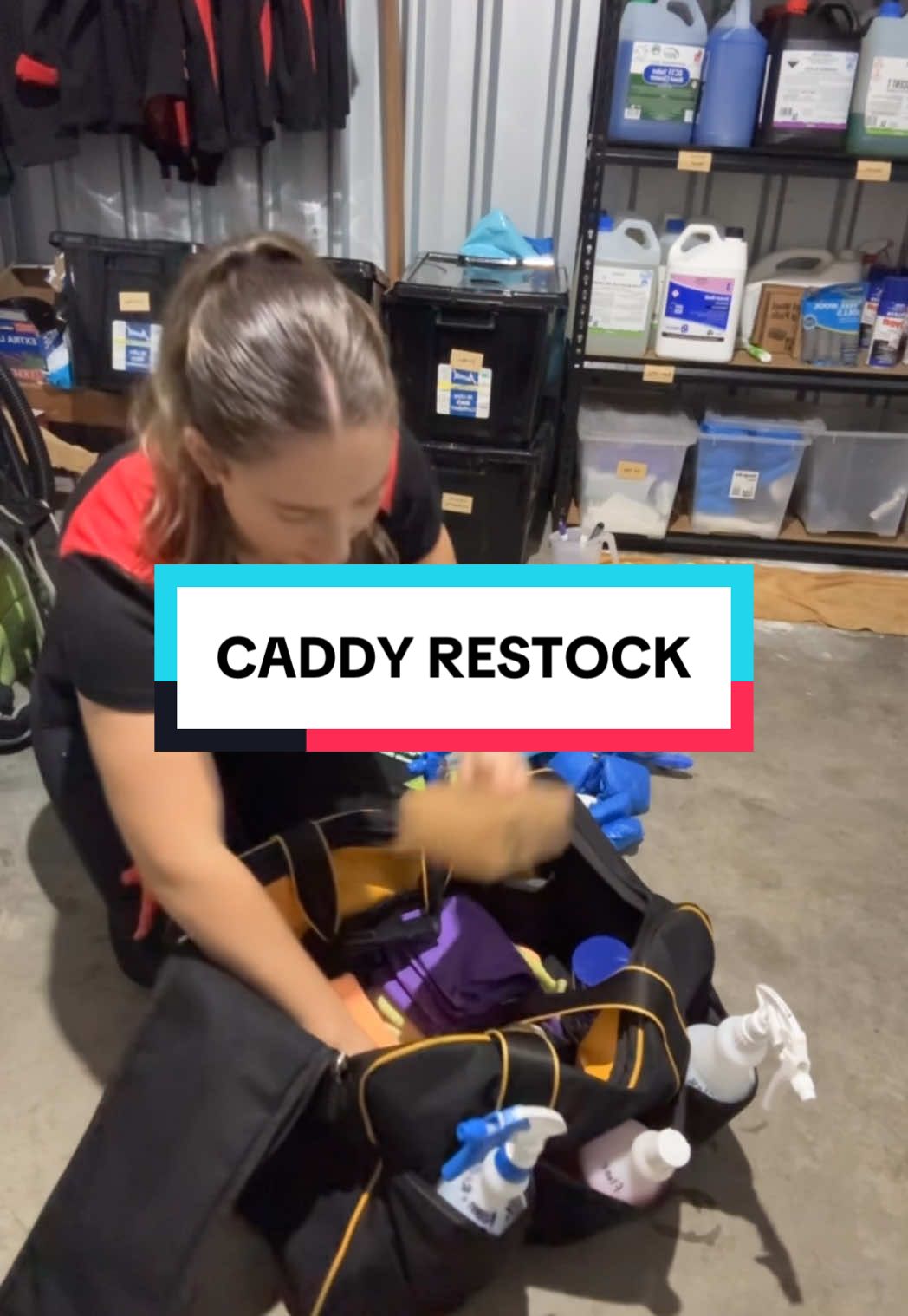 Caddy set up ! ✅✨ #newemployee #cleaningproducts #cleaningbusinessowner #cleaningtiktok 