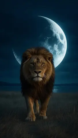 Beneath the moon’s commanding glow, The lion stands, serene and slow. In silver light across the land, A timeless king in dusk so grand. #KingLion #fullmoonvibes #Stillness #majesticanimals #WildBeauty #Savanna #LiveWallpaper